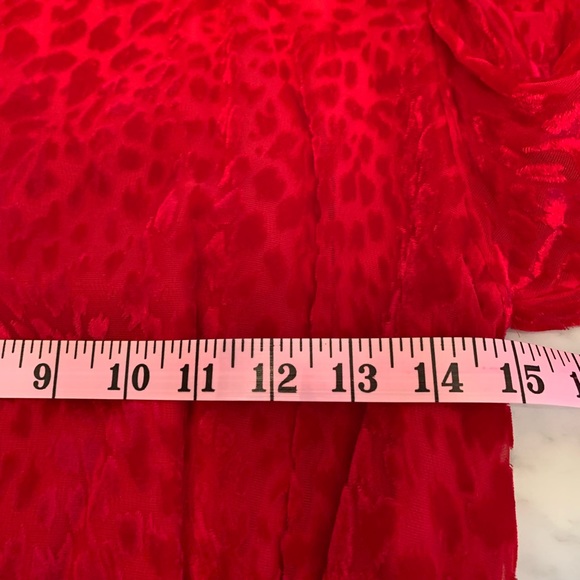 The Kooples red velvet burnout leopard print mini dress with long sleeves size 2 - Picture 11 of 14